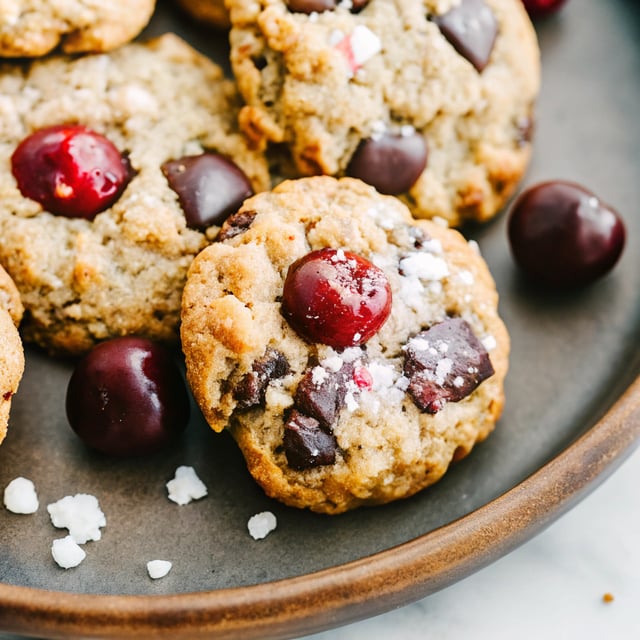 Dark Chocolate Chunk Oatmeal Cookies with Cherries and Sea Salt