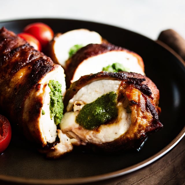 Goat Cheese Stuffed Chicken Breasts with Rustic Basil Pesto