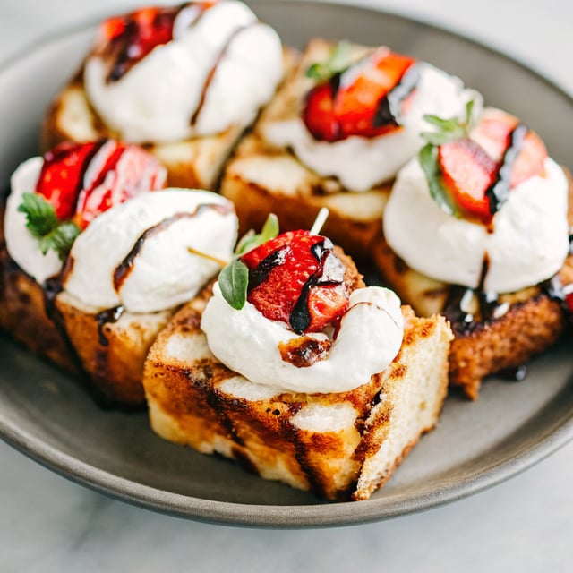 Grilled Angel Food Cake with Whipped Mascarpone and Balsamic Strawberries