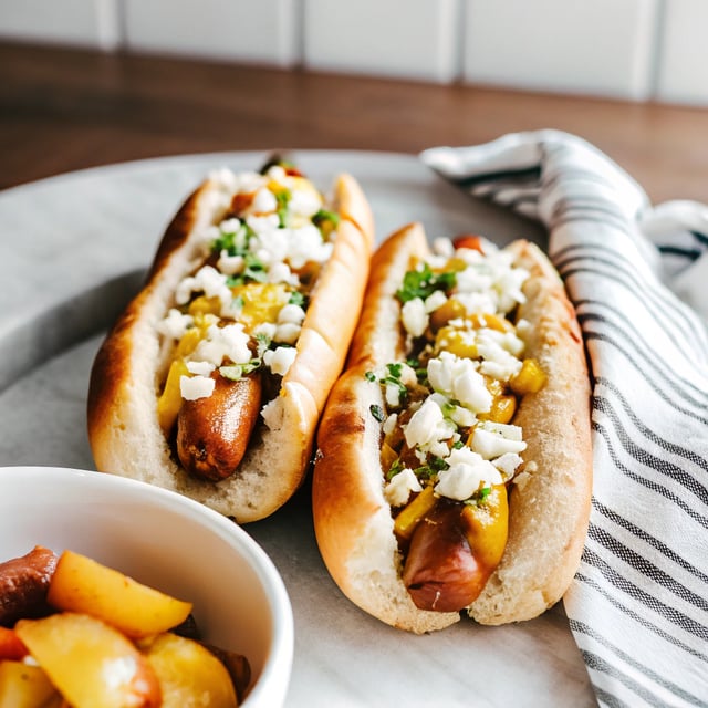 Grilled Hot Dogs with Peach-Jalapeño Salsa