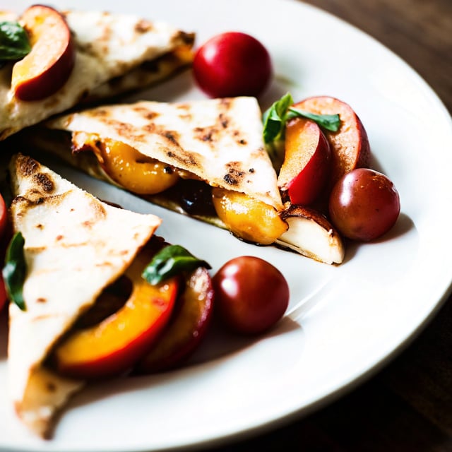 Grilled Peach and Cherry Tomato Quesadillas