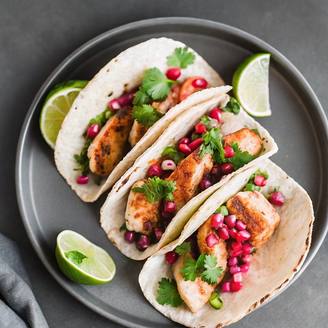 Grilled Salmon Tacos with Pomegranate-Jalapeño Salsa