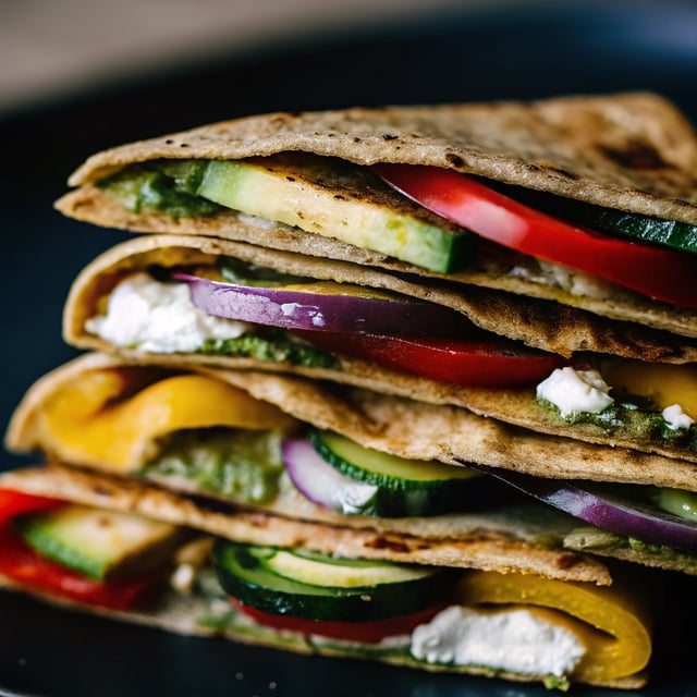 Grilled Vegetable Quesadillas with Goat Cheese and Pesto