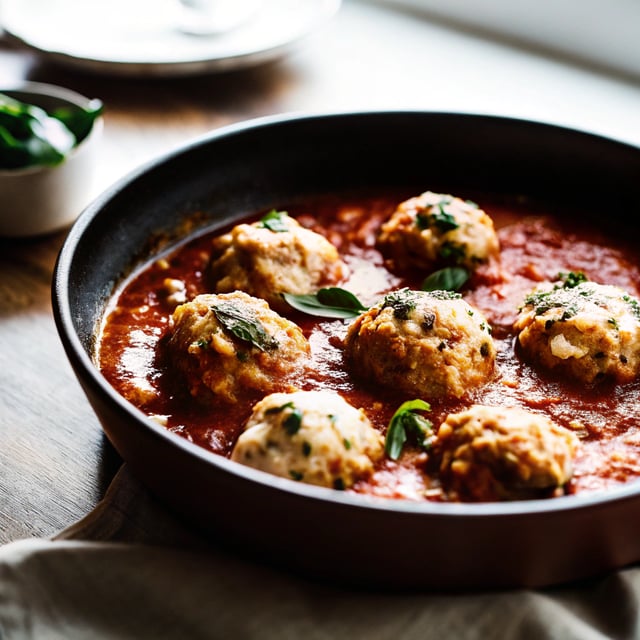 Herbed Chicken and Ricotta Meatballs in Sun-Dried Tomato Sauce