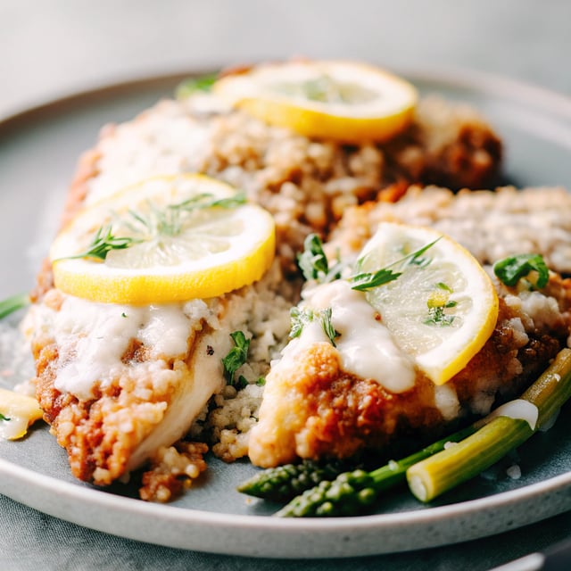 Lemon Chicken Quinoa Bake with Asparagus and Fontina