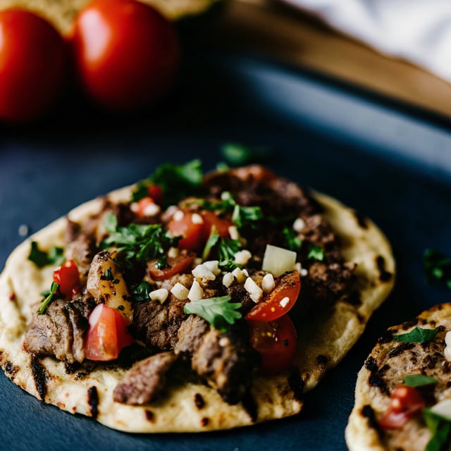 Mediterranean Grilled Skirt Steak Flatbreads