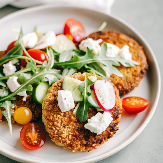 Mediterranean Quinoa Cakes with Goat Cheese Salad