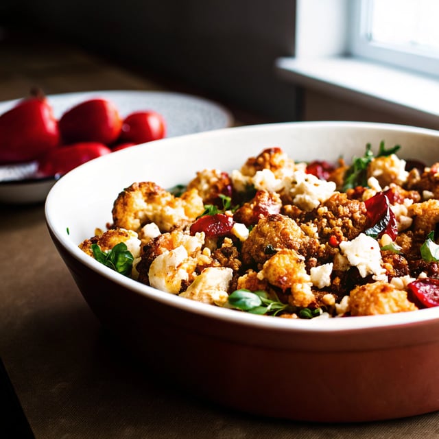 Roasted Cauliflower and Farro Salad with Sun-Dried Tomatoes