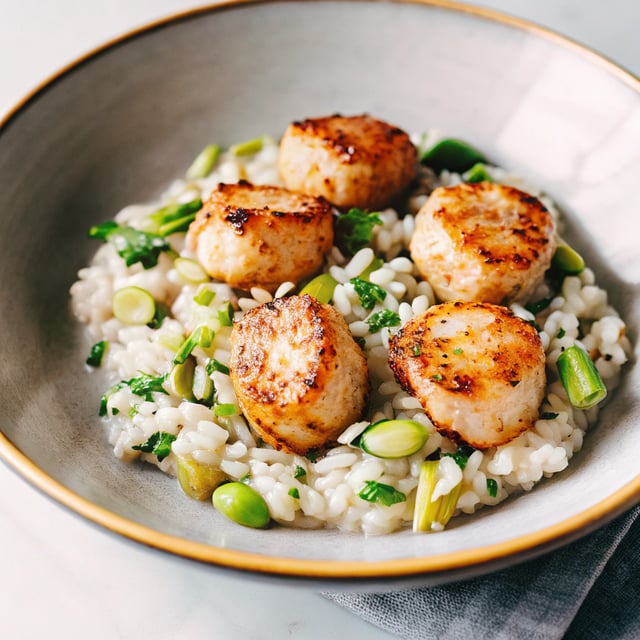Seared Scallops with Spring Vegetable Risotto