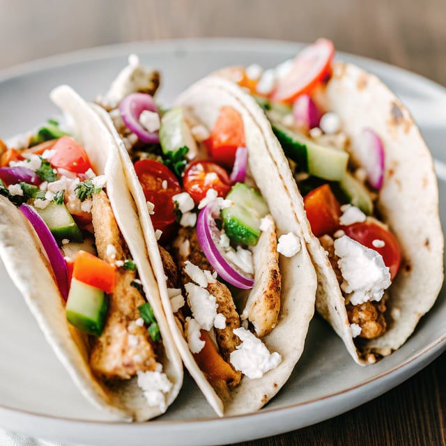 Slow-Roasted Chicken Tacos with Mediterranean Salsa