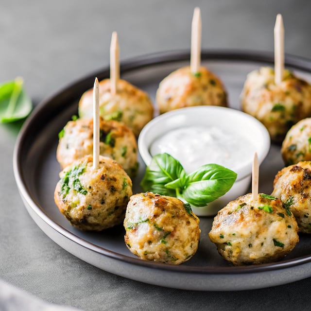Spiced Turkey and Zucchini Meatballs with Basil Yogurt Sauce