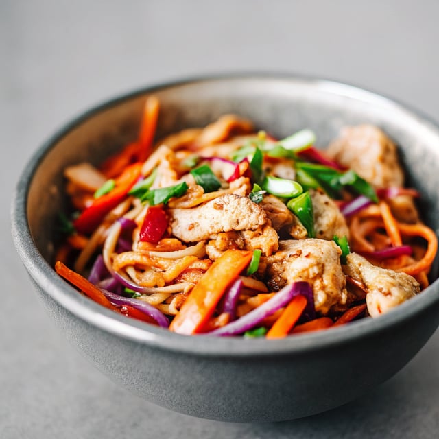Spicy Chicken and Sweet Potato Noodle Bowls