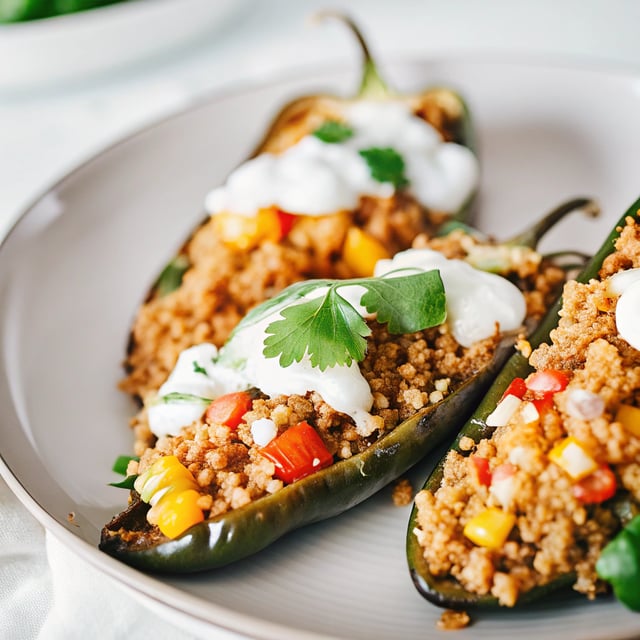 Stuffed Poblano Quinoa Bake