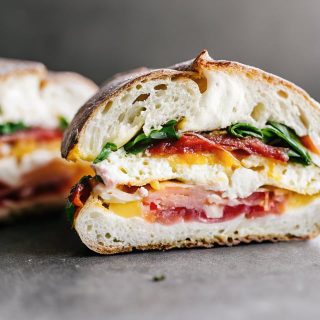 Sun-Dried Tomato and Goat Cheese Egg Sandwiches with Crispy Prosciutto