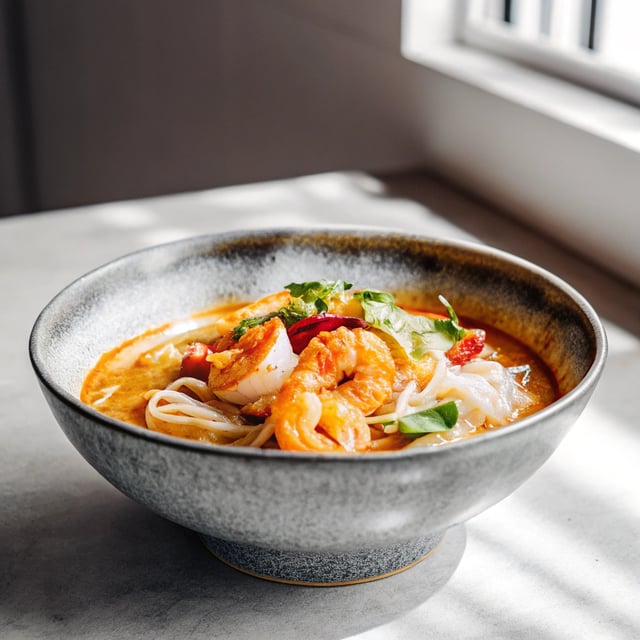 Thai Red Curry with Shrimp and Rice Noodles