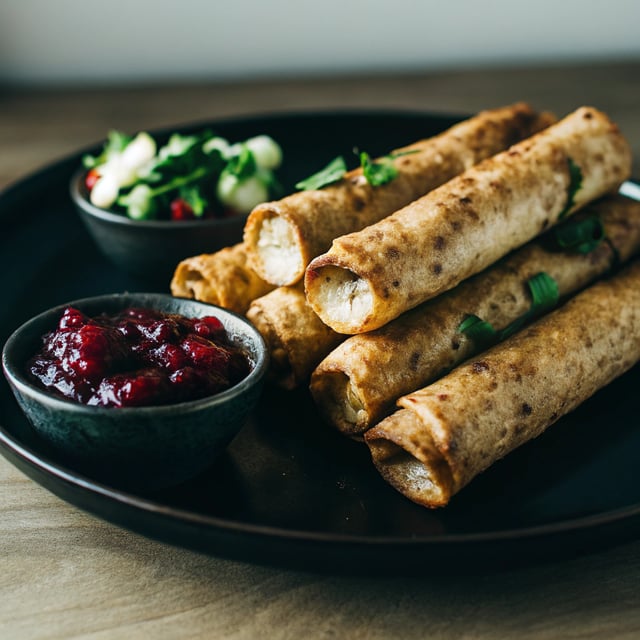 Turkey and Sweet Potato Taquitos with Jalapeño-Cranberry Sauce