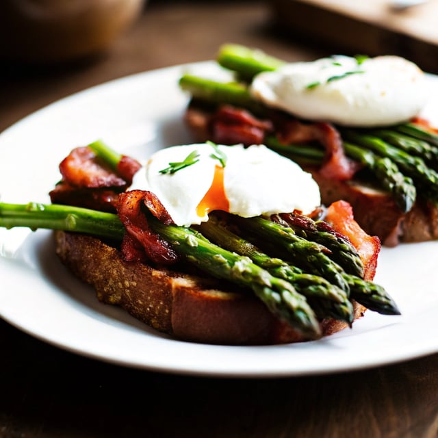 Asparagus Toast with Poached Egg and Warm Bacon Vinaigrette