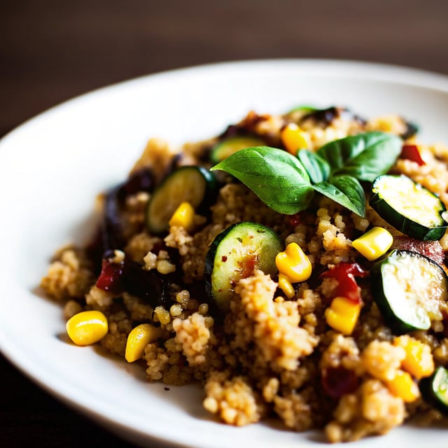 Baked Quinoa with Charred Corn and Zucchini