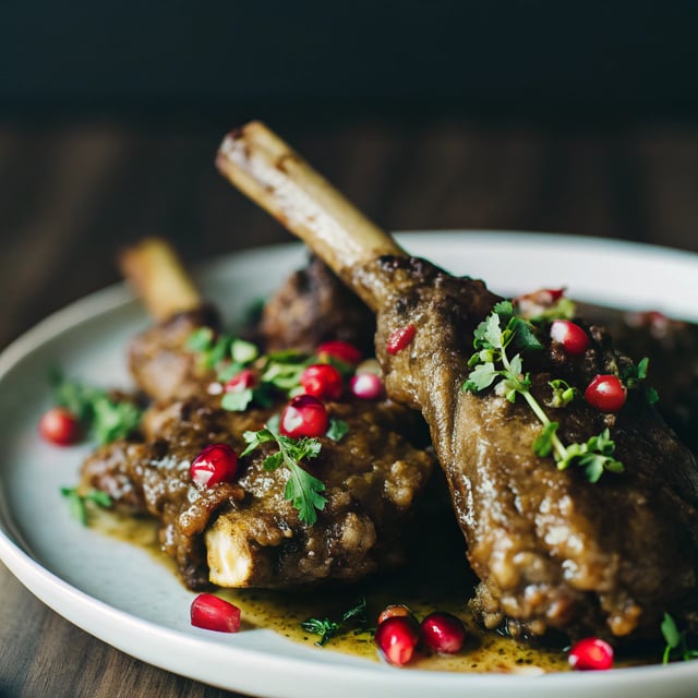 Braised Moroccan Lamb Shanks with Pomegranate