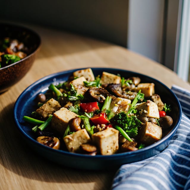 Broccolini Shiitake Tofu Stir-Fry