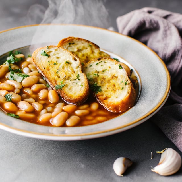 Brothy Beans on Garlic Toast