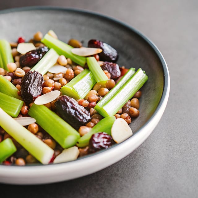 Celery Salad with Lentils, Dates and Almonds