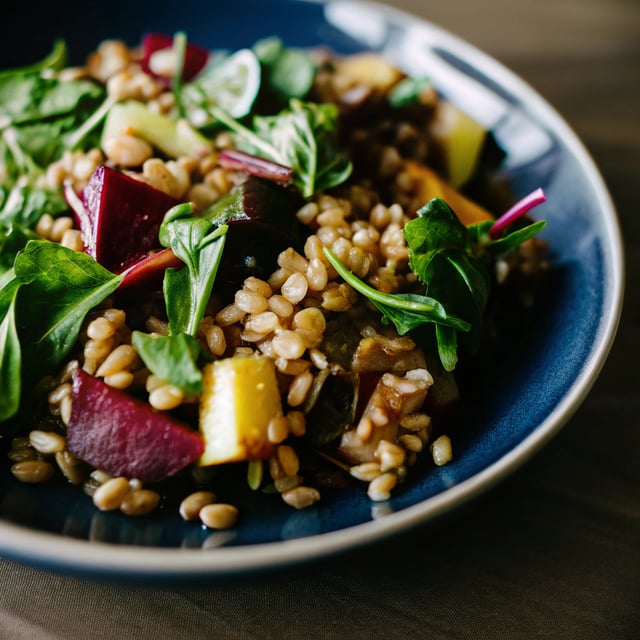 Farro Salad with Beets and their Tops