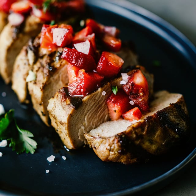 Grilled Balsamic Pork Tenderloin with Savory Strawberry Compote