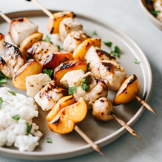 Grilled Jerk Chicken and Peach Skewers