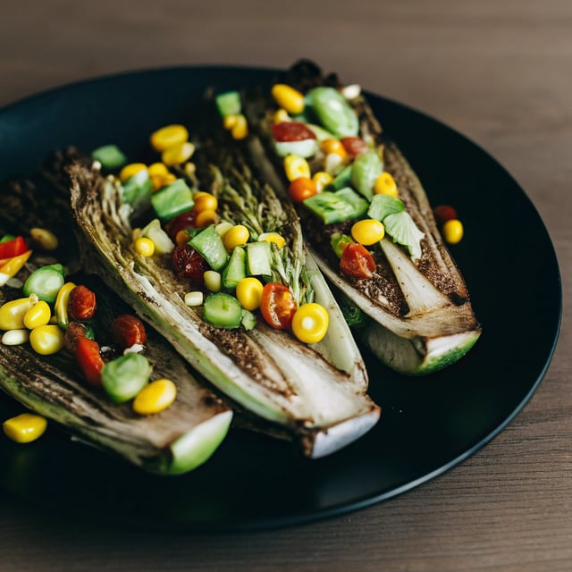 Grilled Romaine Salad with Corn, Fava Beans and Avocado