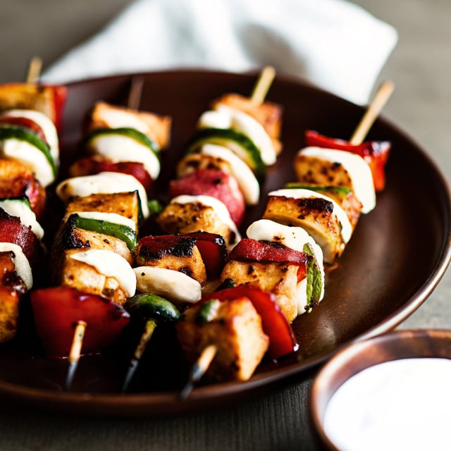 Grilled Veggie Kabobs with Harissa Yogurt