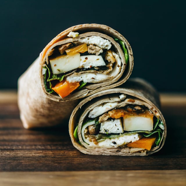 Miso Tofu Wrap with Winter Squash and Furikake