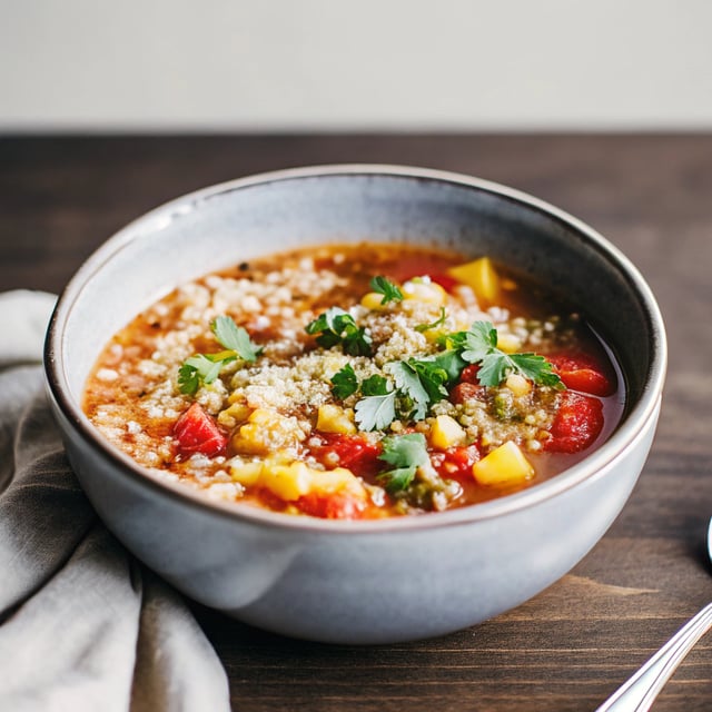 Moroccan Red Lentil Quinoa Soup