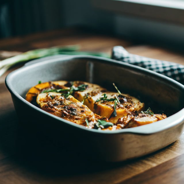 Roasted Butternut Squash with Miso Black Garlic