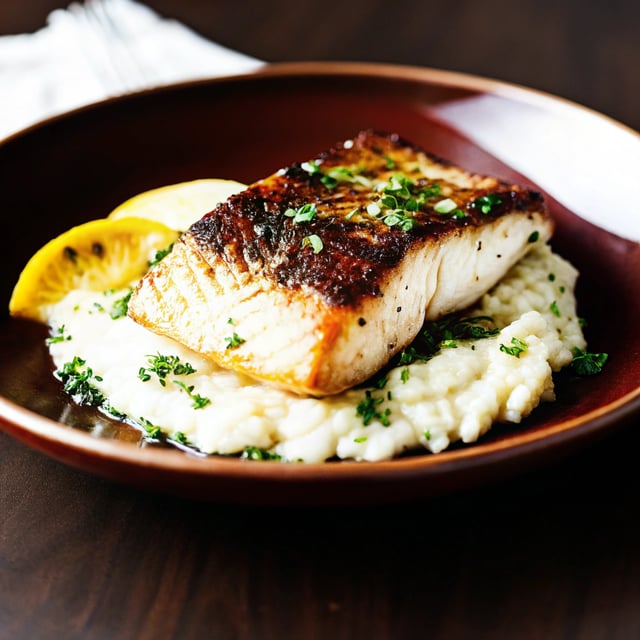 Seared Black Cod with Meyer Lemon Risotto and Gremolata