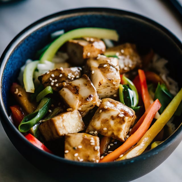Sticky Glazed Tofu Bowl with Yum Yum Sauce