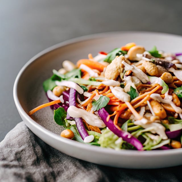 Thai Crunch Salad with Peanut Dressing (Vegan!)