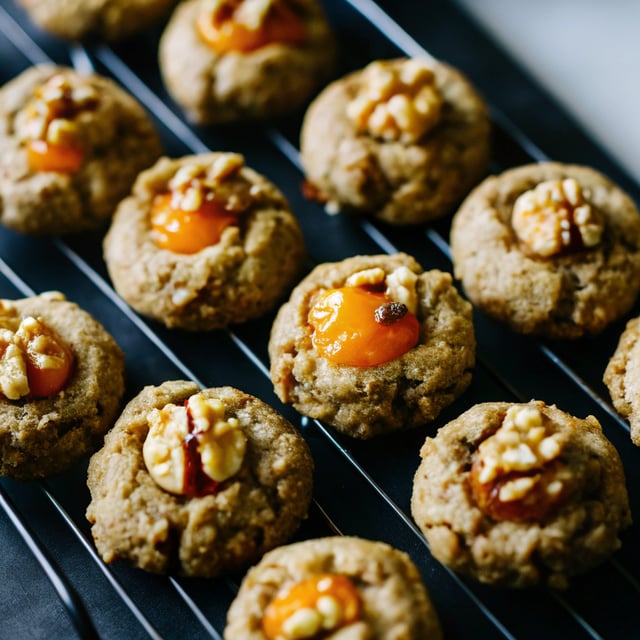 Thumbprint Cookies with Walnuts and Apricot jam