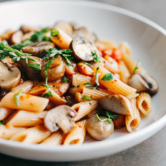 Vegan Mushroom Pasta with Roasted Sunchokes