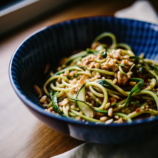 Zucchini Noodles with Garlic, Basil and Olive Oil
