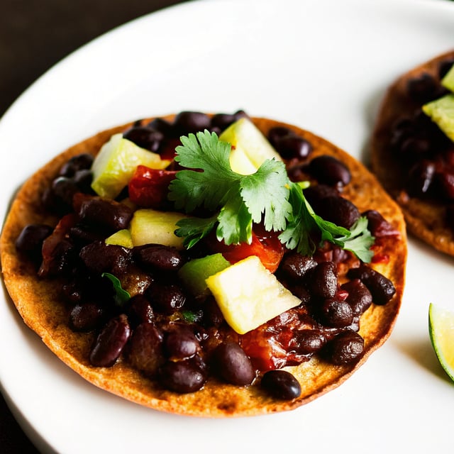10-Minute Pineapple Black Bean Tostadas