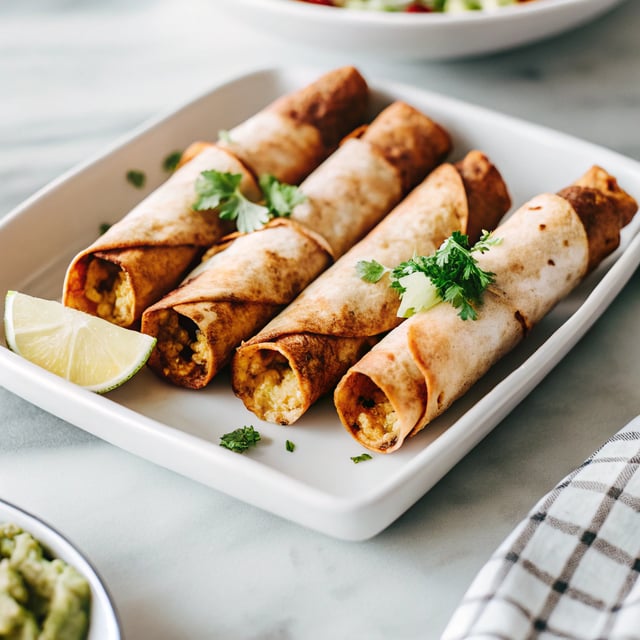 5-Ingredient Chicken Guacamole Taquitos
