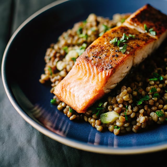 Baked Salmon & Lentils