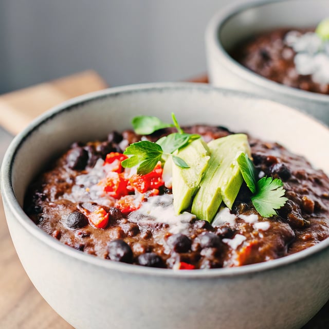 Black Bean Chili with Chocolate and Coconut