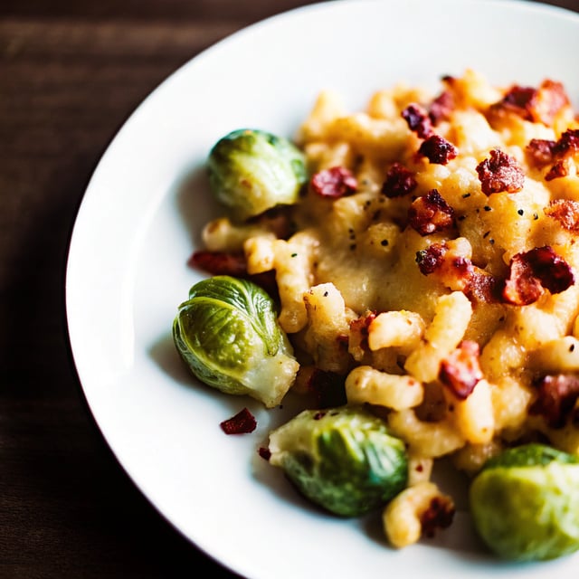Brussels Sprouts, Bacon & Pepperjack Macaroni & Cheese