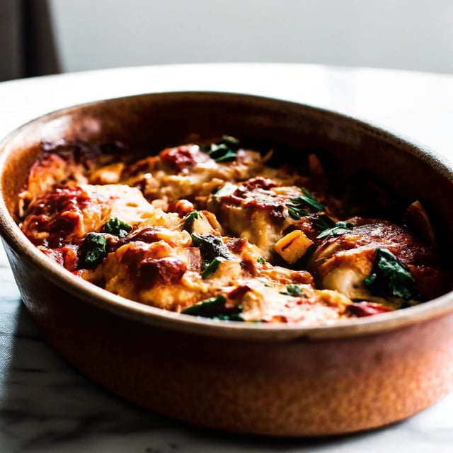 Chicken, Spinach & Almond Pasta Bake