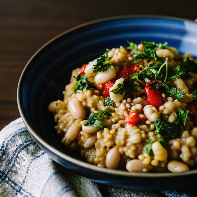 Creamy Farro with White Beans and Kale