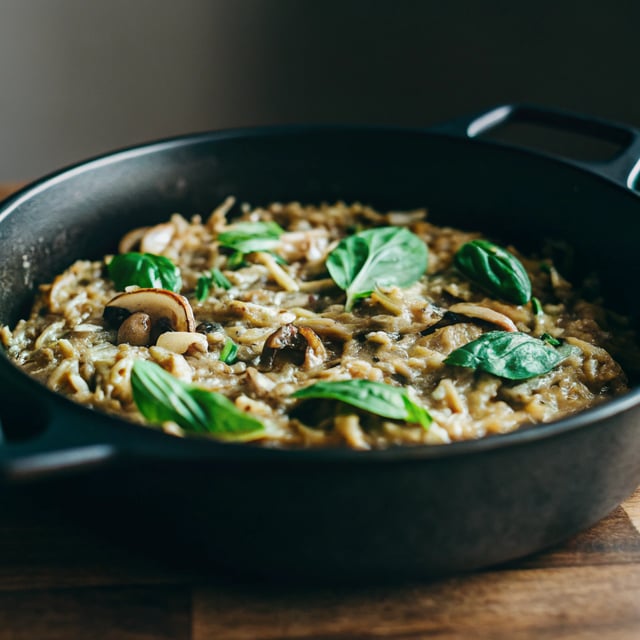Creamy Garlic Mushroom Orzo