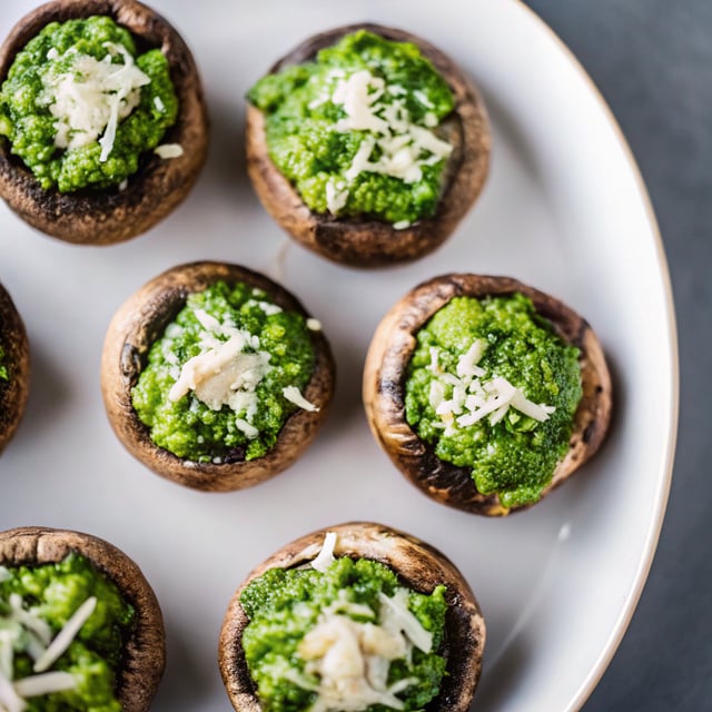 Easy Pesto Stuffed Mushrooms