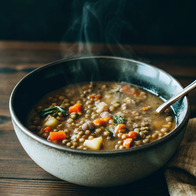 French Lentil and Mushroom Soup